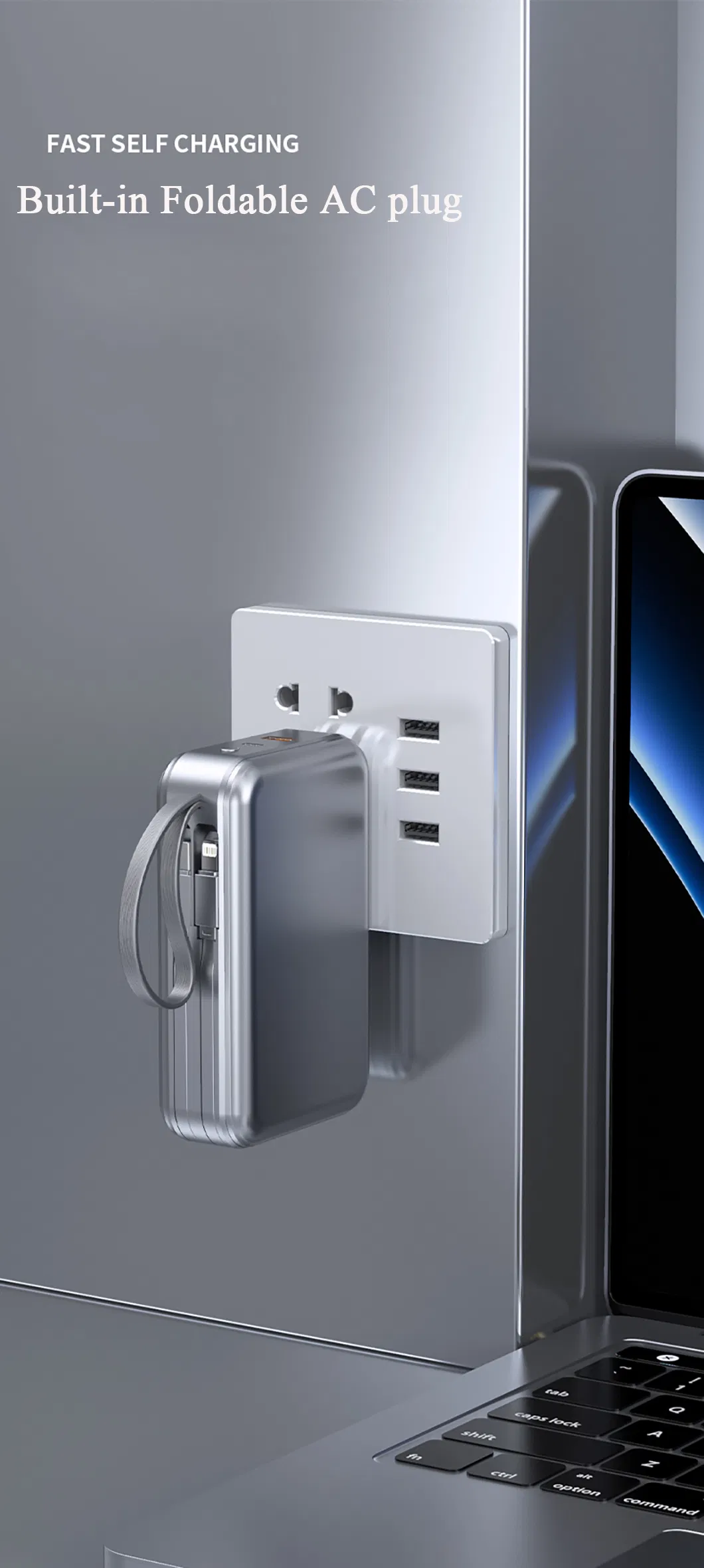 بنك طاقة تيار متردد عالي الجودة 20000mAh شحن سريع مع شعار قابل للتخصيص وخدمة OEM