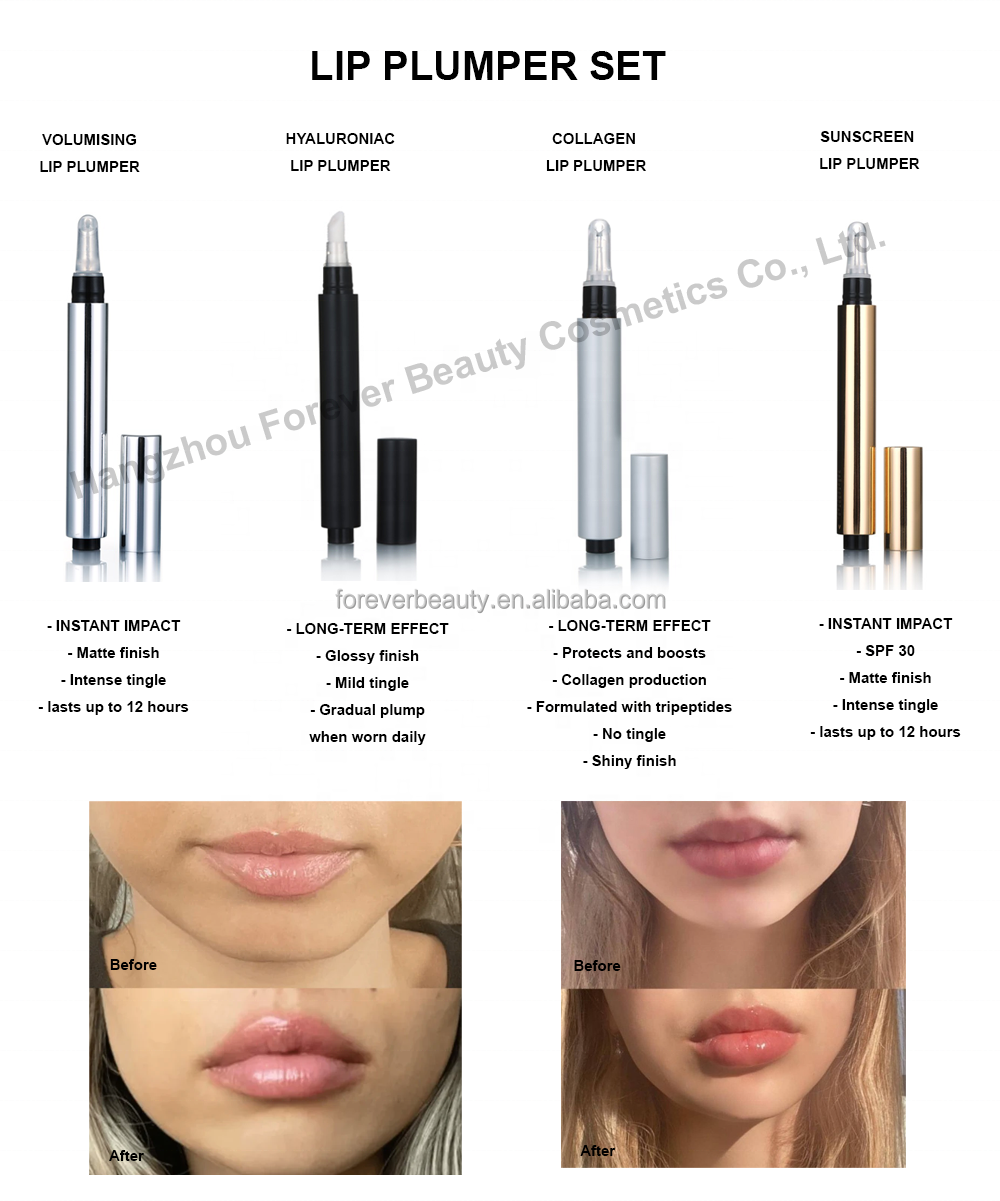 Wholesale Lip Swelling Volumizer Hyaluronic Acid Silver Lip Plumper Gloss Private Label