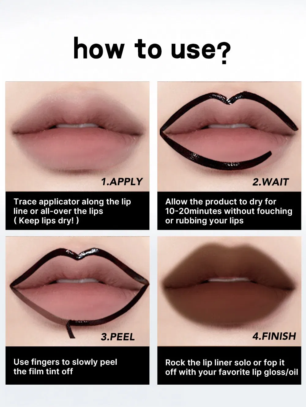 Private Label Waterproof Peel off Lip Liner Stain Cosmetics Smudge Proof Matte Long Lasting Non-Fading Makeup Peel off Lip Stain