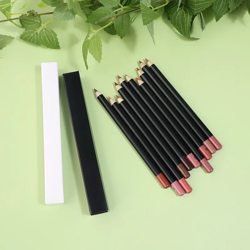 Custom Vegan Brown Black Lip Liner Pencil Private Label Makeup Wood Lip Liner Pencil