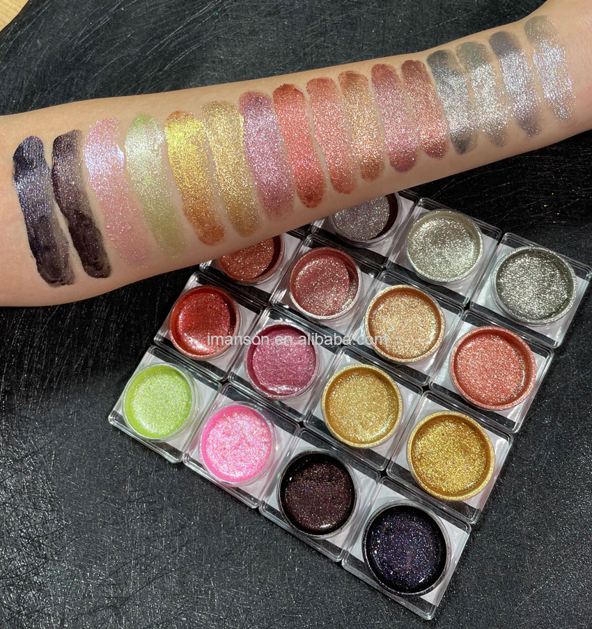 Custom Makeup Matte Creamy Chromic Rainbow Jelly Eyeshadow Gel Cream Bright Highlighter Metallic Glitter Eyeshadow