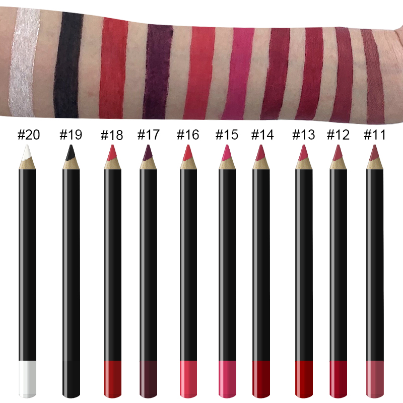 Custom Vegan Brown Black Lip Liner Pencil Private Label Makeup Wood Lip Liner Pencil