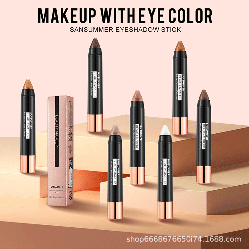 7-Color Waterproof Cream Eyeshadow Stick - Longwear Matte &amp; Shimmer Neutral Browns