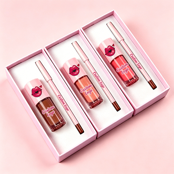 Cosmetics Makeup Gift Sets Can Add Logo Long Lasting Lip Gloss Matte Lipgloss And Lip Liner Set Lip Comb Kit