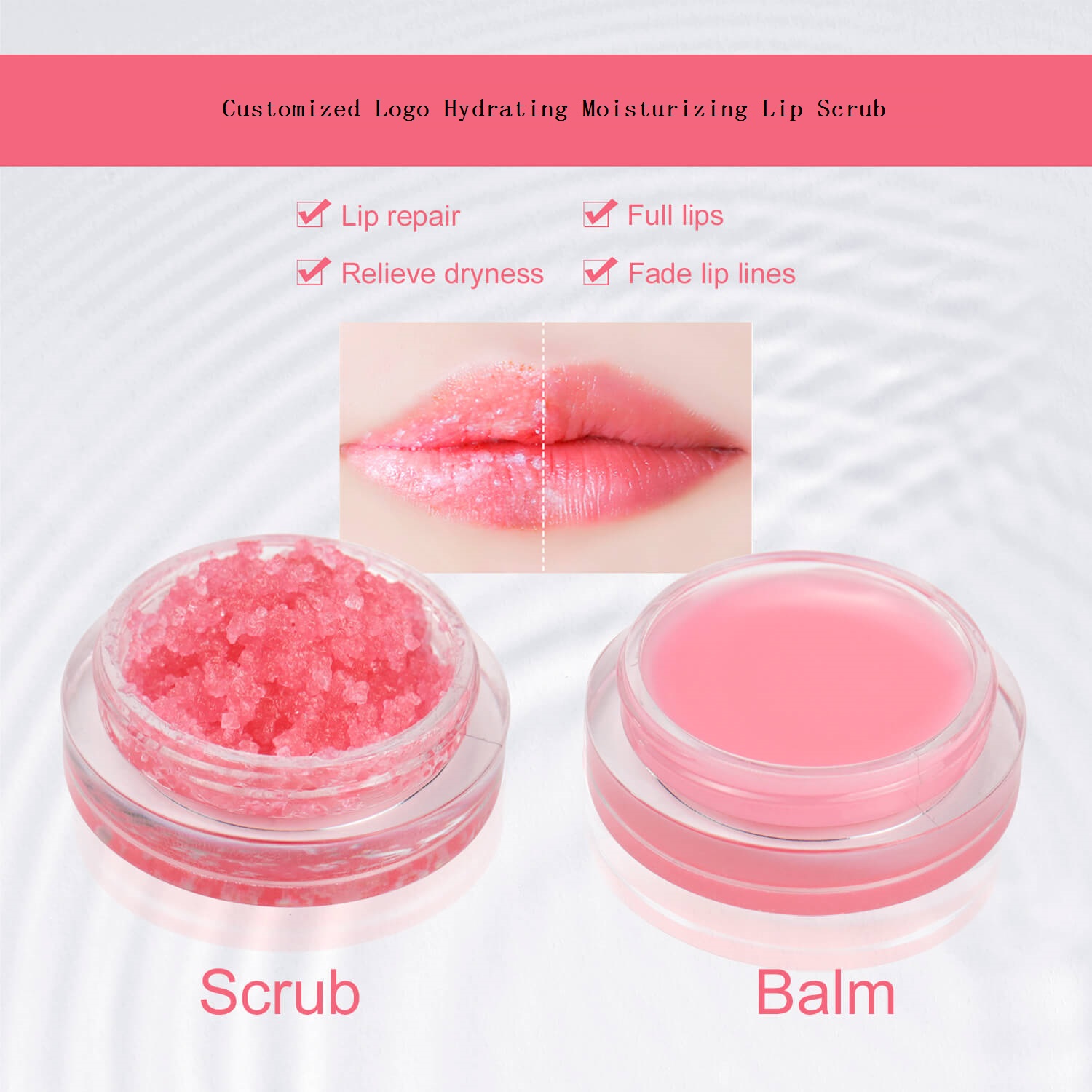 Smooth Nourishing Strawberry Coconut Lip Scrub and Lip Balm Hydrating Exfoliating Stick Salt Scrub