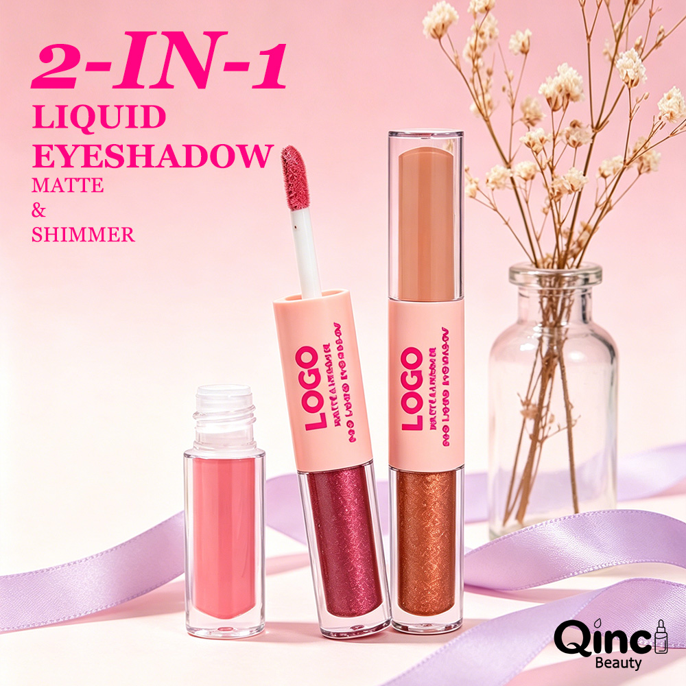 Private Label Double Head Liquid Eyeshadow Glitter Finish Hyaluronic Acid Hydrating Quick Dry Dewy Brightening Eye Makeup