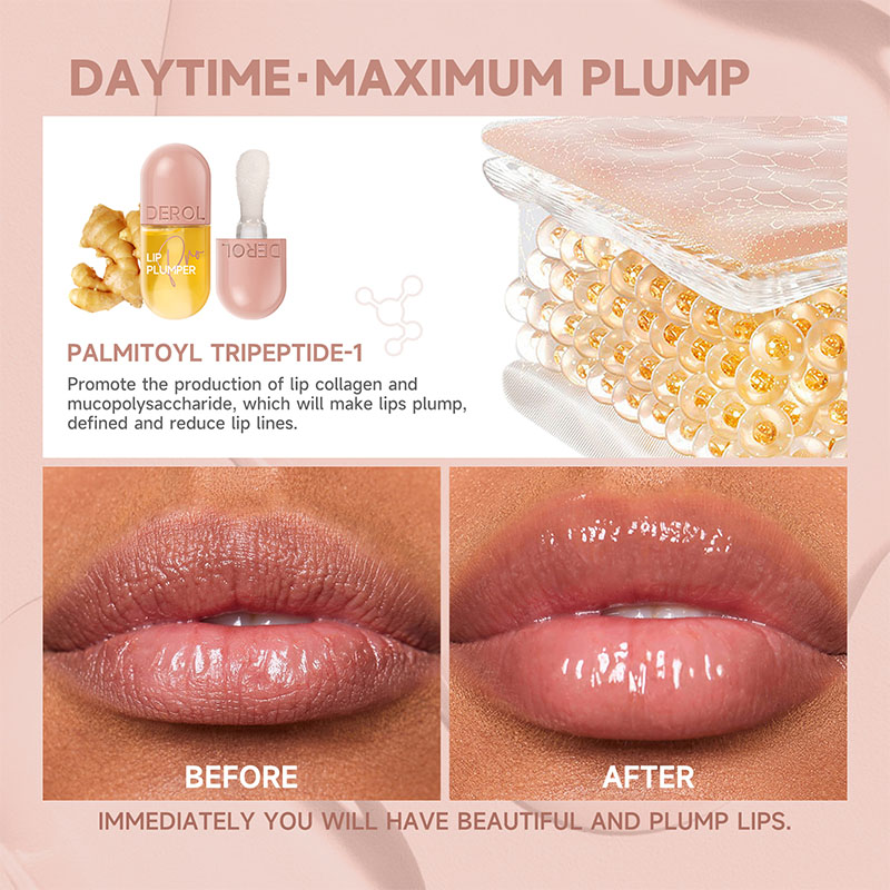 Waterproof Moist Lips Custom Logo Ginger Plumper Lipsgloss Vegan Liquid Lip Plumper Derol Day and Night Lip Care Hydrating