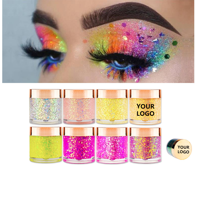 Hot Sales Duochrome Eyeshadow Pigment 5g Chunky Mix Glitter for Dark Skin Tones Loose Chunky Glitter Eyeshadow Shimmer Finish