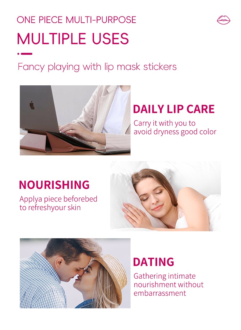 Wholesale Hydrating Collagen Lip Moisturizing Sheet Pouqur Light Lines Crystal Material Lip Mask Patch