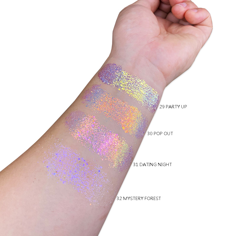 Hot Sales Duochrome Eyeshadow Pigment 5g Chunky Mix Glitter for Dark Skin Tones Loose Chunky Glitter Eyeshadow Shimmer Finish