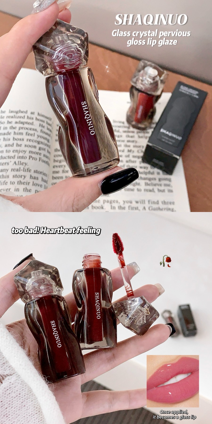 Glass crystal pervious gloss lip glaze display 1