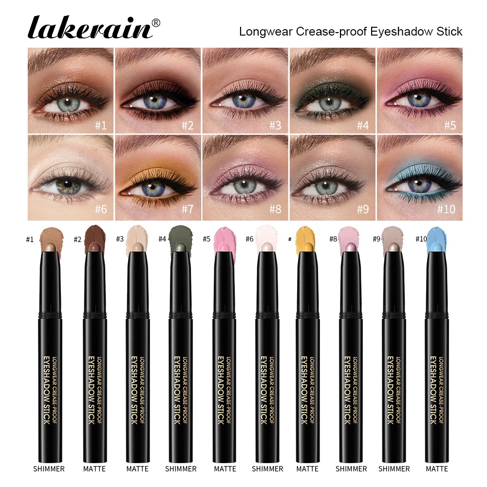 Cross-border Lakerain Cream Eyeshadow Stick Gradient Sparkling Finish Cruelty Free Daily Use Easy Color One Stroke Shaping Lazy