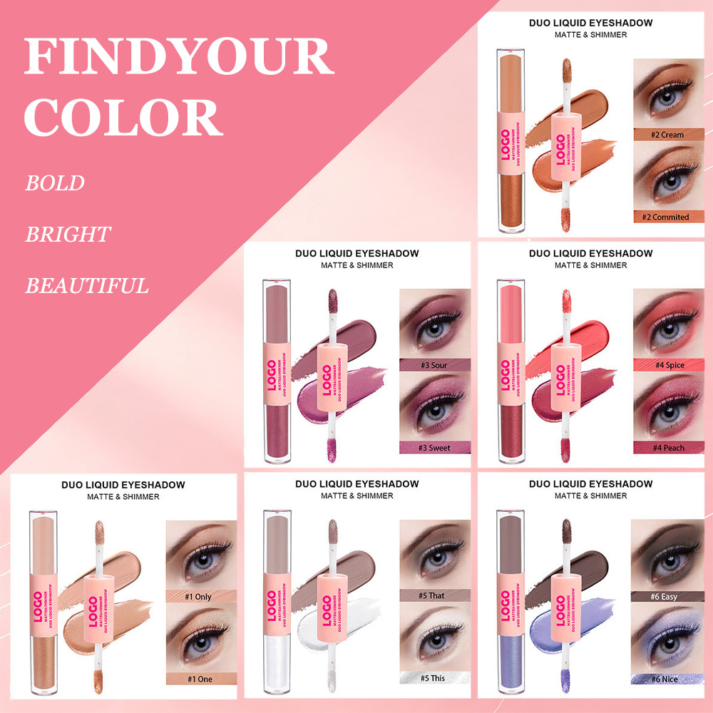 Private Label Double Head Liquid Eyeshadow Glitter Finish Hyaluronic Acid Hydrating Quick Dry Dewy Brightening Eye Makeup