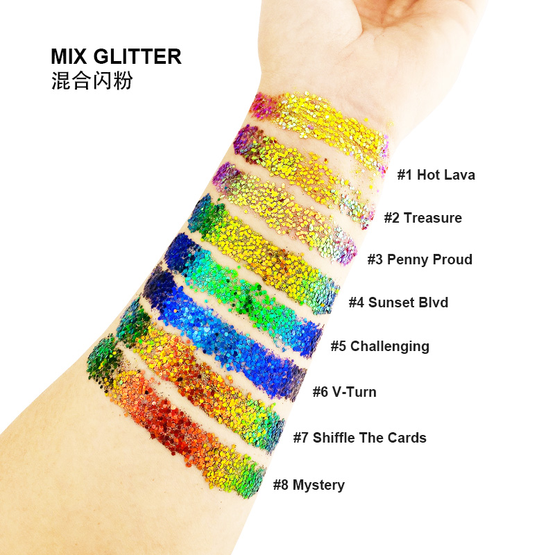 Hot Sales Duochrome Eyeshadow Pigment 5g Chunky Mix Glitter for Dark Skin Tones Loose Chunky Glitter Eyeshadow Shimmer Finish