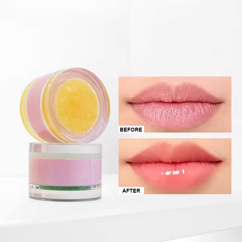 Herbal 2-in-1 Gel Fruit Flavors Mineral Vegan Lip Scrub &amp; Balm Private Label Long Lasting Moisturizing Lip Care Wholesale