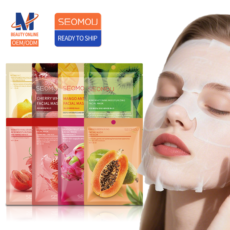 Hot-selling Private Label Factory Price Korean Sheet Facial Mask Female Whitening Hydrating Best Fruit Moisturizing Face Mask