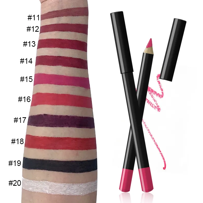 Custom Vegan Brown Black Lip Liner Pencil Private Label Makeup Wood Lip Liner Pencil
