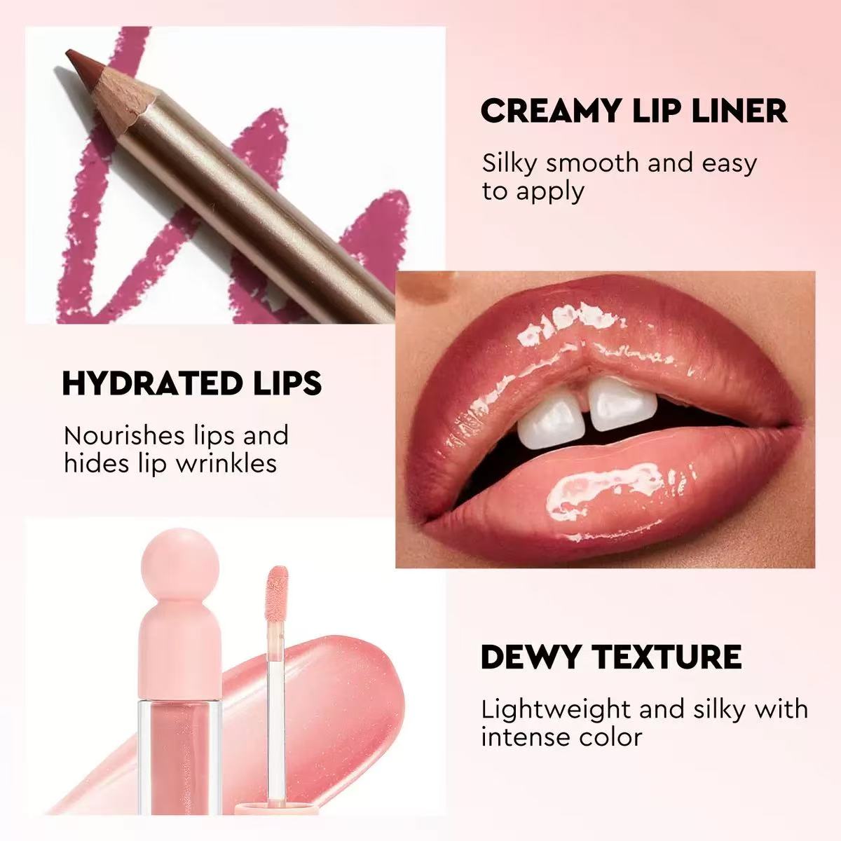 No Logo Custom Lip Kit 12 Longwear Lip Liners 58 Matte Hydrating Lip Glosses High Pigment