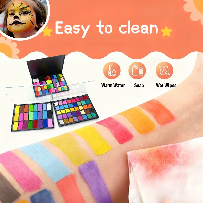 Professional Mixed Color Face Body Paint Water Activated Eyeliner Makeup Washable Painting Palette Natural Eyeshadow Palette