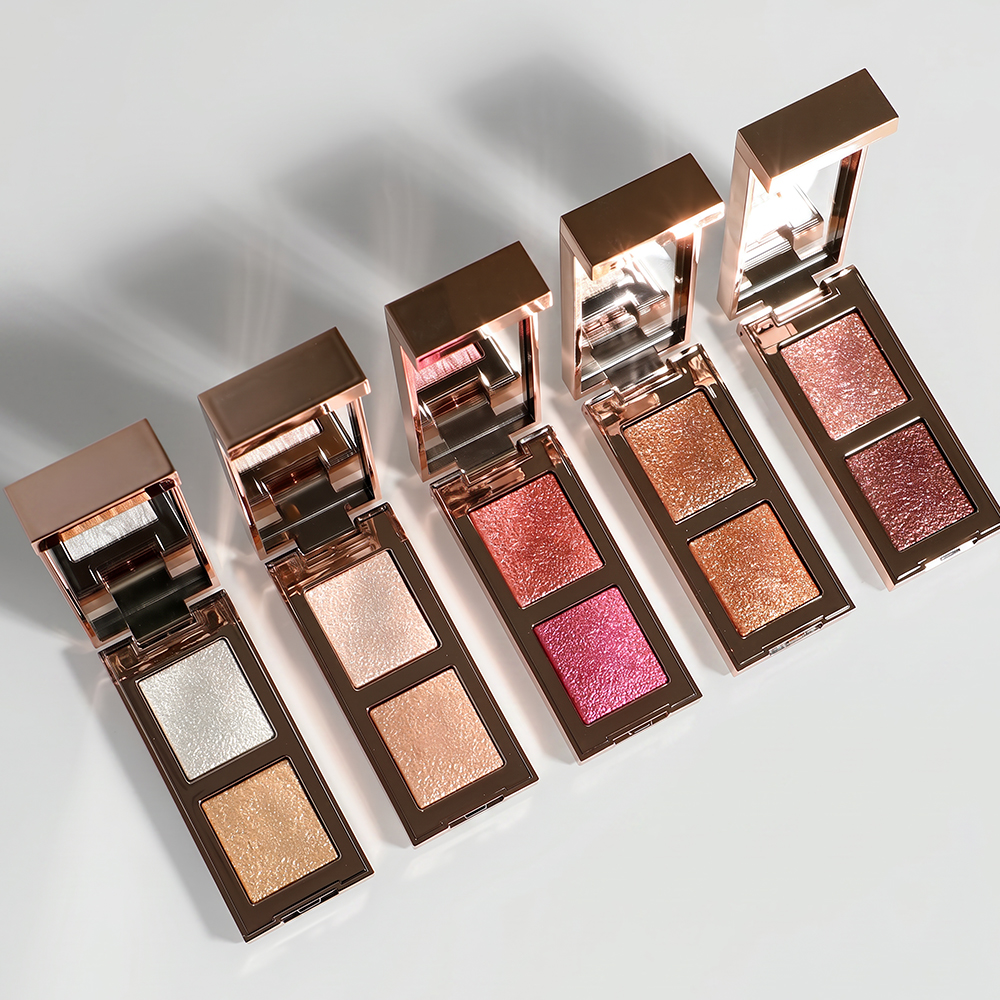Private Label Dual-color Shimmer Eyeshadow Palette Wholesale Easy To Blend Lasting Creamy Glitter Eyes Makeup