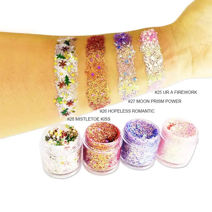 Hot Sales Duochrome Eyeshadow Pigment 5g Chunky Mix Glitter for Dark Skin Tones Loose Chunky Glitter Eyeshadow Shimmer Finish