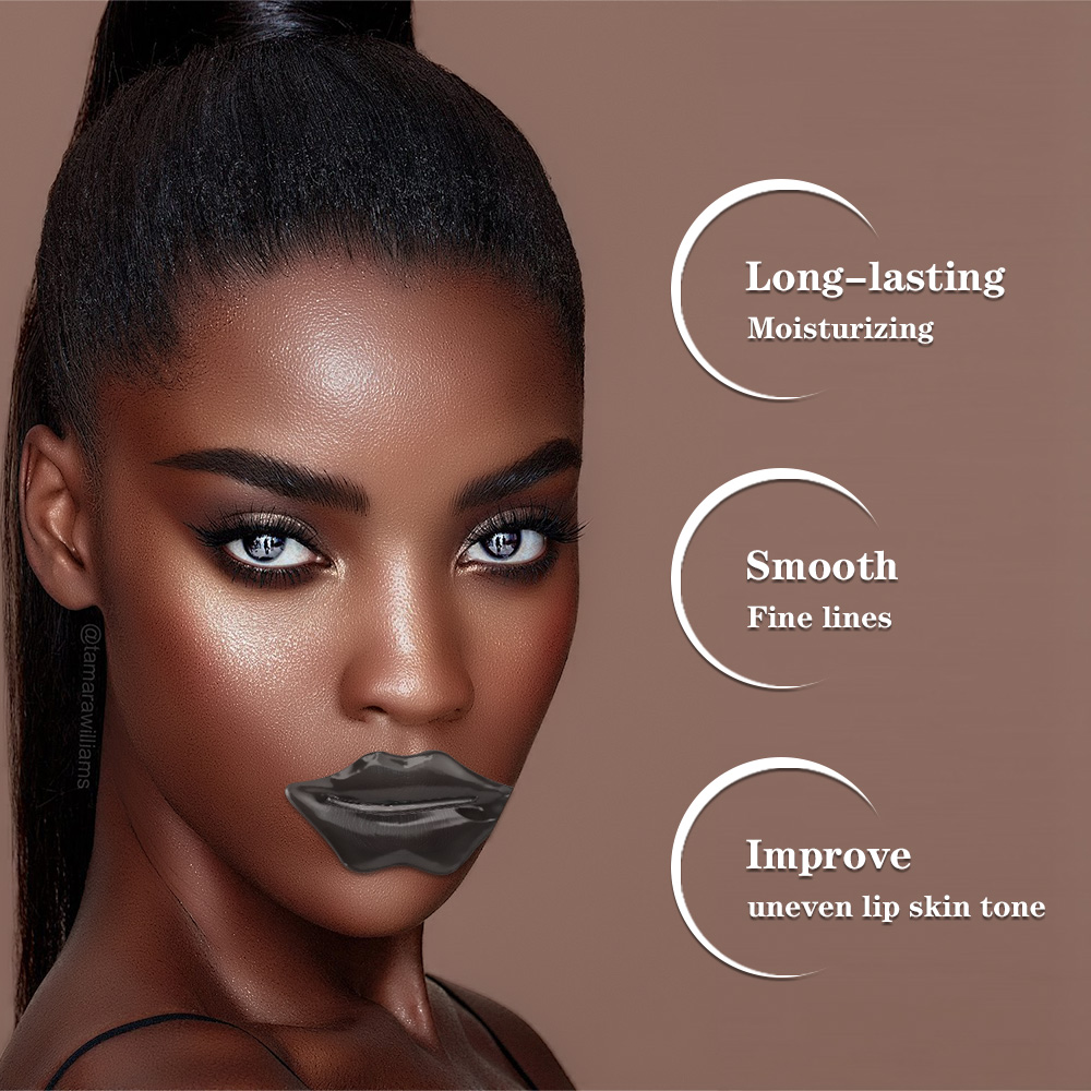 Wholesale Collagen Silicone-Free Black Sheet Lip Mask Moisturizer Anti-Wrinkle Lips Care 5 Pairs