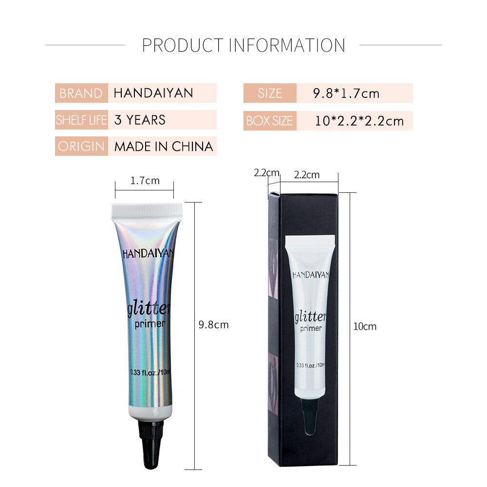 HANDAIYAN Makeup Glitter Primer Long Lasting Eyeshadow Color Special Primer for Eyes Light Milk Texture Women Cosmetics