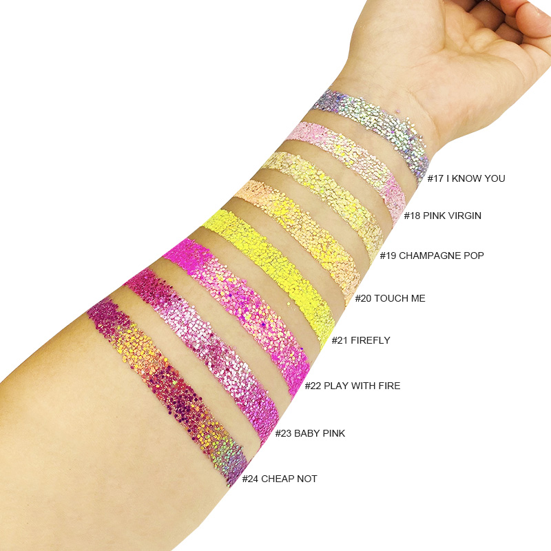 Hot Sales Duochrome Eyeshadow Pigment 5g Chunky Mix Glitter for Dark Skin Tones Loose Chunky Glitter Eyeshadow Shimmer Finish