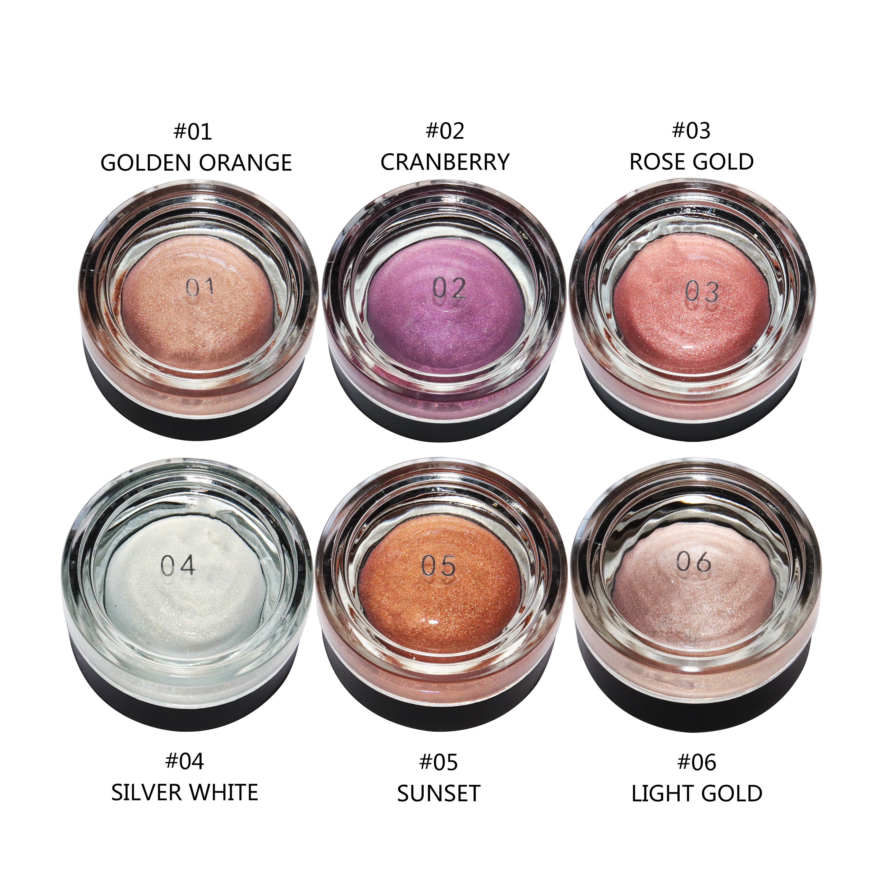 Vegan Cruelty-Free Cream Eyeshadow 5g Gel Mineral Makeup Glitter Shimmer Finish Single Wet Eye Shadow in Dark Various Skin Tones