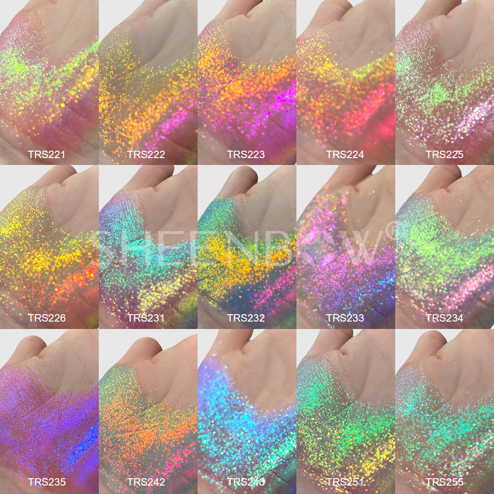 Sheenbow High Pigmented Holographic Multichrome Pigment Glitter Chameleon Powder Duochrome Eyeshadow Loose Powder for Makeup