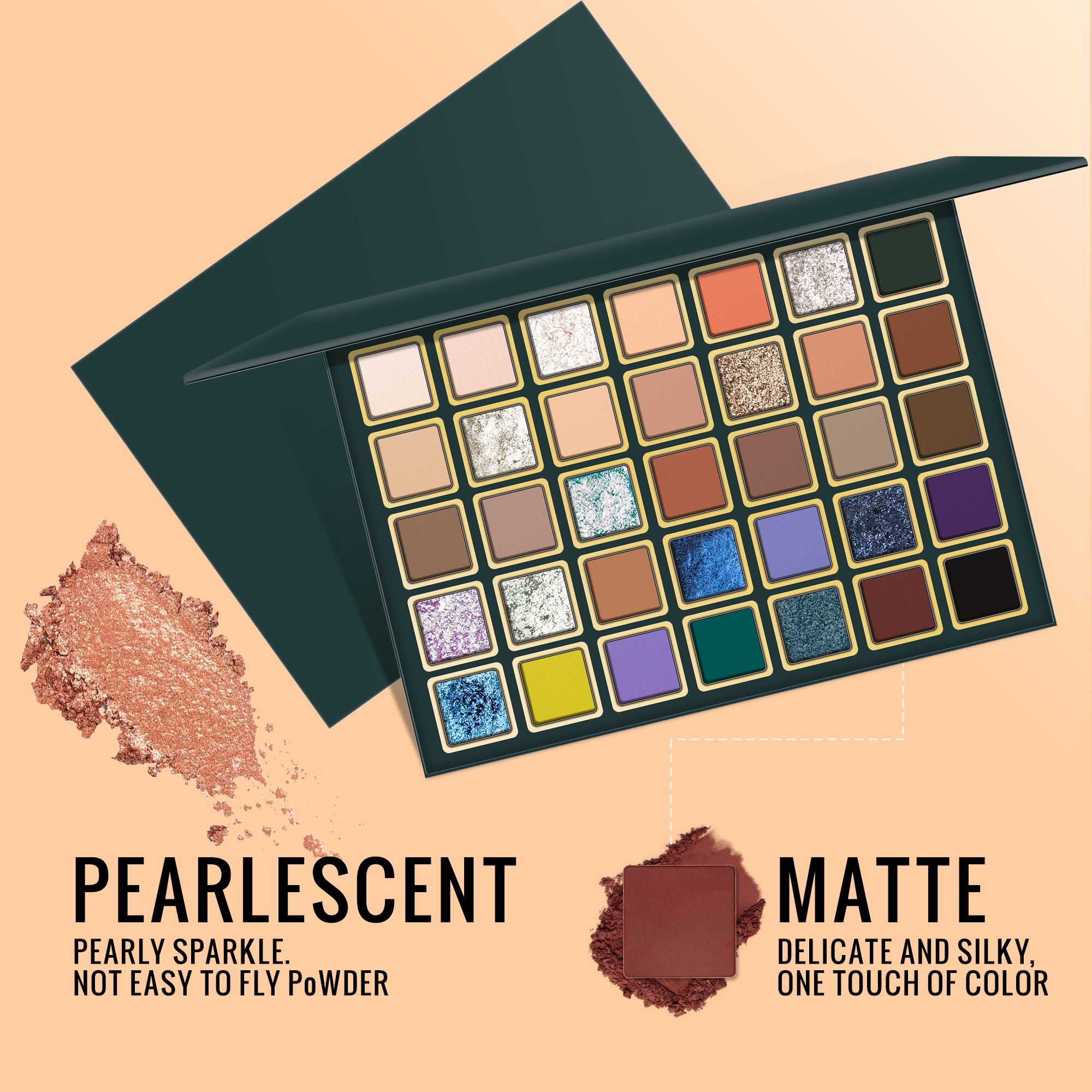 Ultra-Pigmented 35-Color Prismatic Pro Palette Bold Cream-Butter Shadows with Iridescent Shine Blendable Luxury Eye Shadow