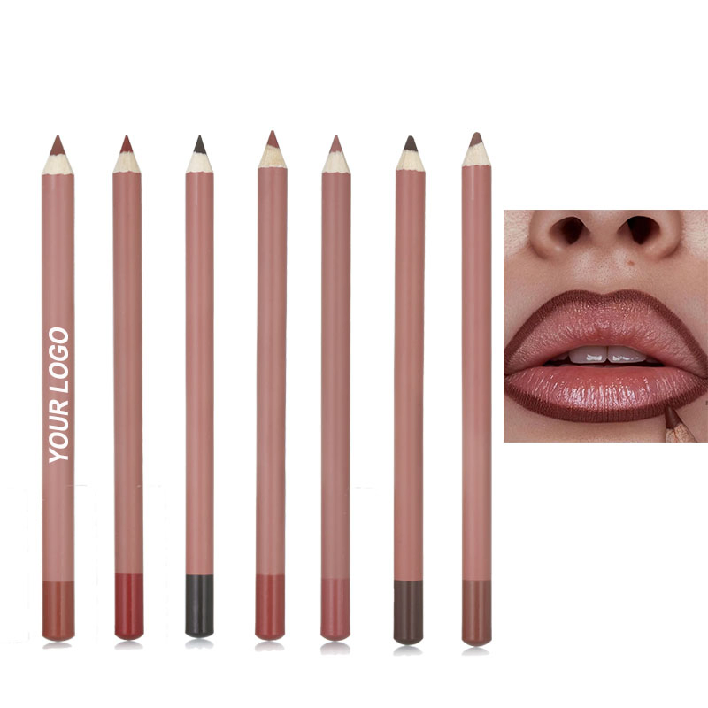 Waterproof 8 Shades Matte Texture Long Lasting Smudge Proof Wood Pencil Lip Liner