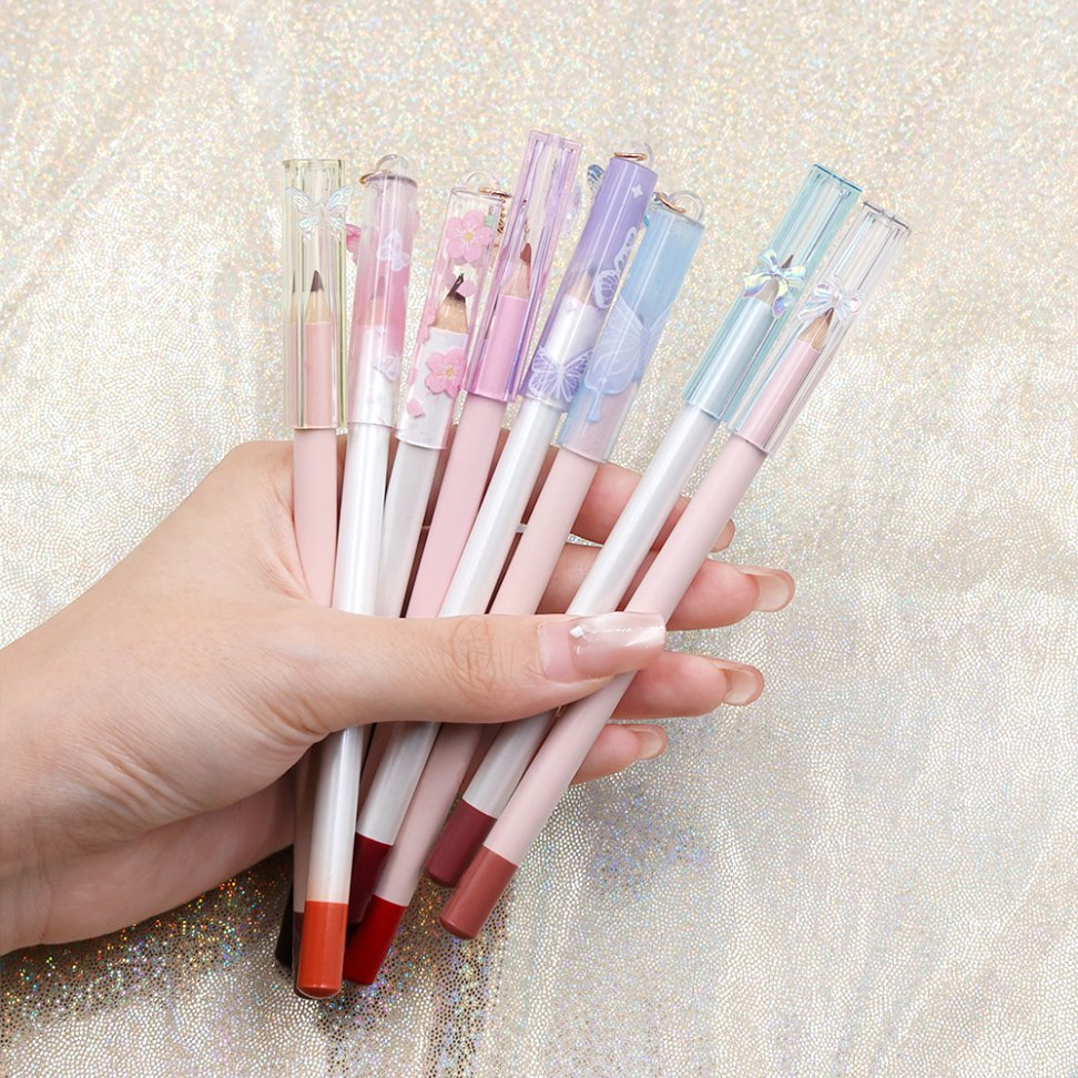 Wholesale Long Lasting Pink Lipliner Cute Keychain Waterproof Private Label Vegan High Pigment Lip Liner Pencil