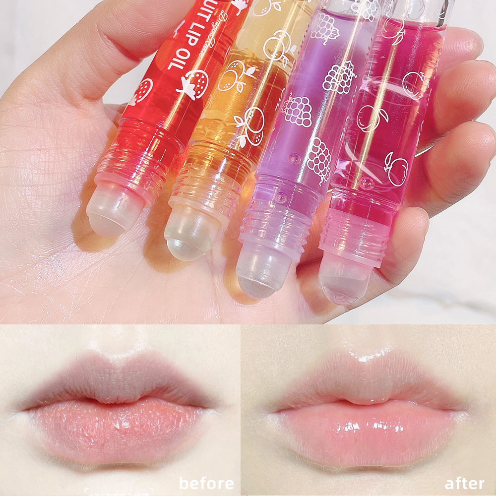 Fresh Fruit Roll-on Lip Balm Lip Makeup Primer Moisturizing Clear Transparent Oil Long Lasting Hydrating Lip Gloss Cosmetics