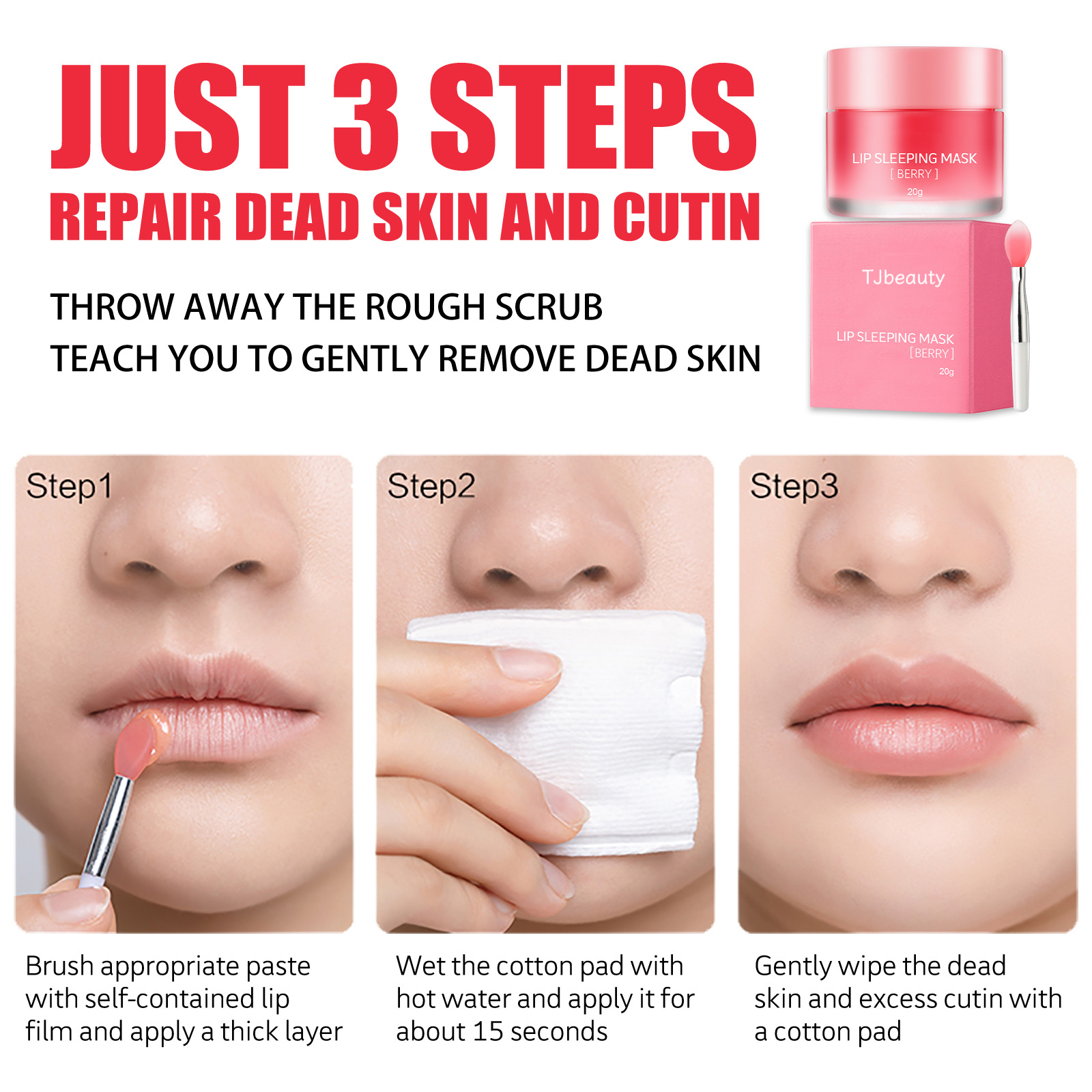 Private Label Natural Lip Care Crystal Hyaluronic Acid Hydrating Sleeping Lip Plumping Mask Moisturizing and Brightening Balm