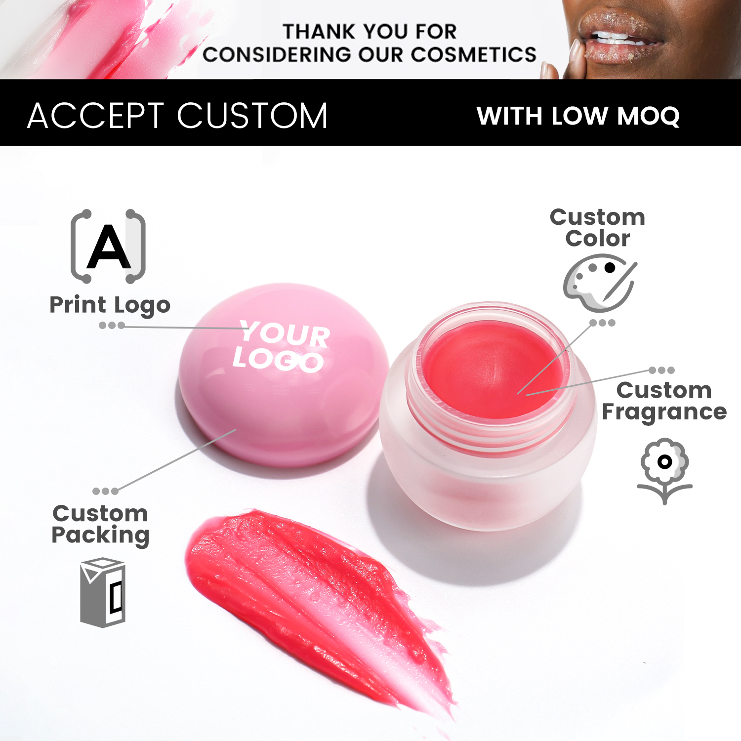 Custom Natural Vegan Hydration Lip Mask Plump Moisturizing Lip Balm Candy and Fruit Flavor Lip Care Mask Overnight