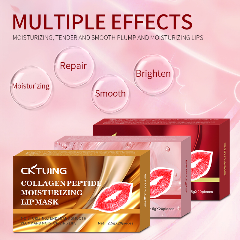 Customized Moisturizing Whitening Exfoliating Dead Skin Remove Repairing Sheet Crystal Pink Collagen Night Sleeping Lip Mask