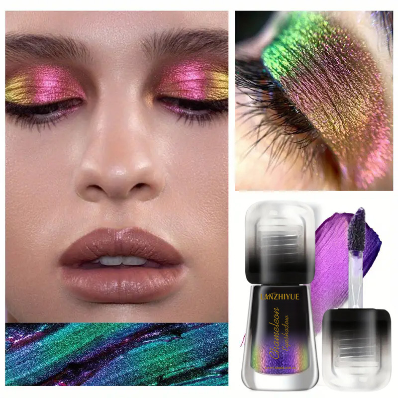 Exclusive 6-Color Chameleon Under-Eye Liquid Eyeshadow with Fine Glitter Pearlescent &amp; Polarized Finish 5ml