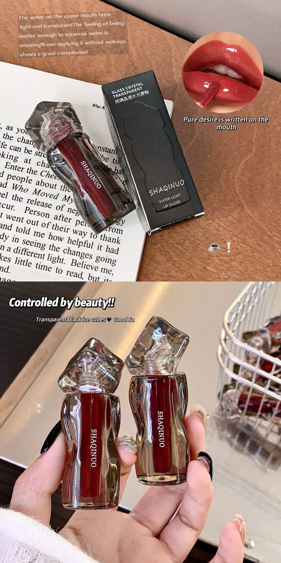 Glass crystal pervious gloss lip glaze display 2