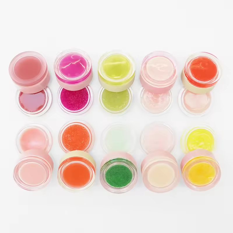 Herbal 2-in-1 Gel Fruit Flavors Mineral Vegan Lip Scrub &amp; Balm Private Label Long Lasting Moisturizing Lip Care Wholesale
