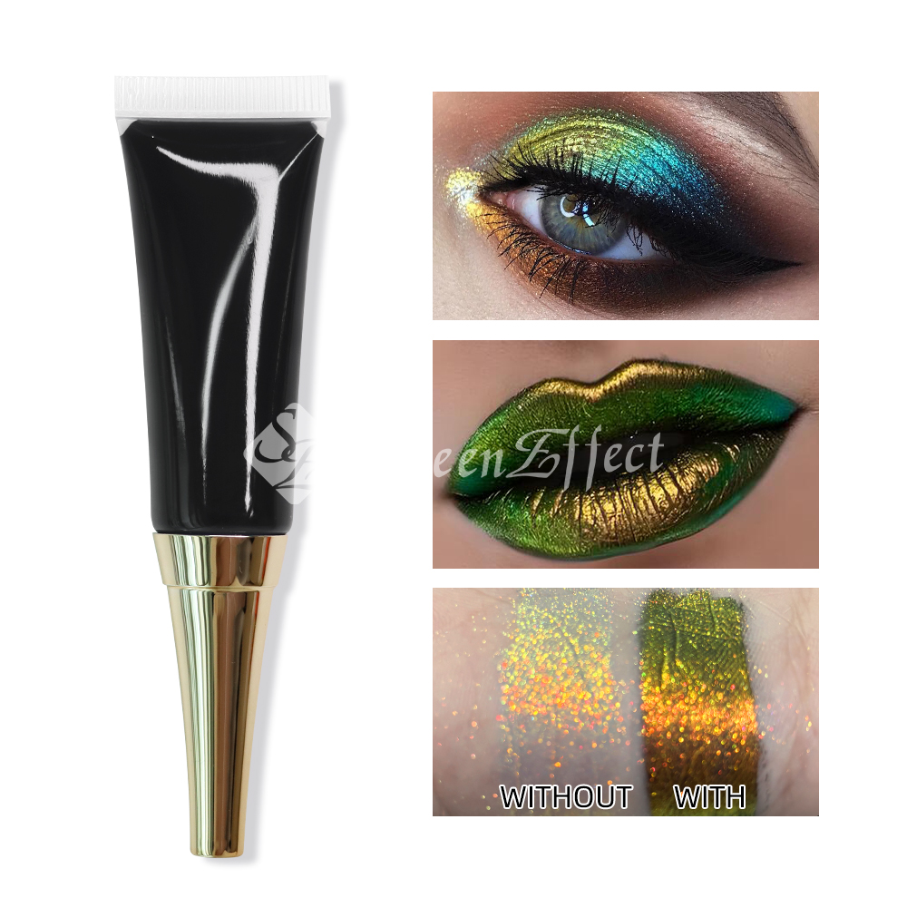 Sheeneffect Black Eye Makeup Primer for Multichrome Color Shift Eyeshadow Black Lip Primer for Mulrichrome Chameleon Lip Gloss