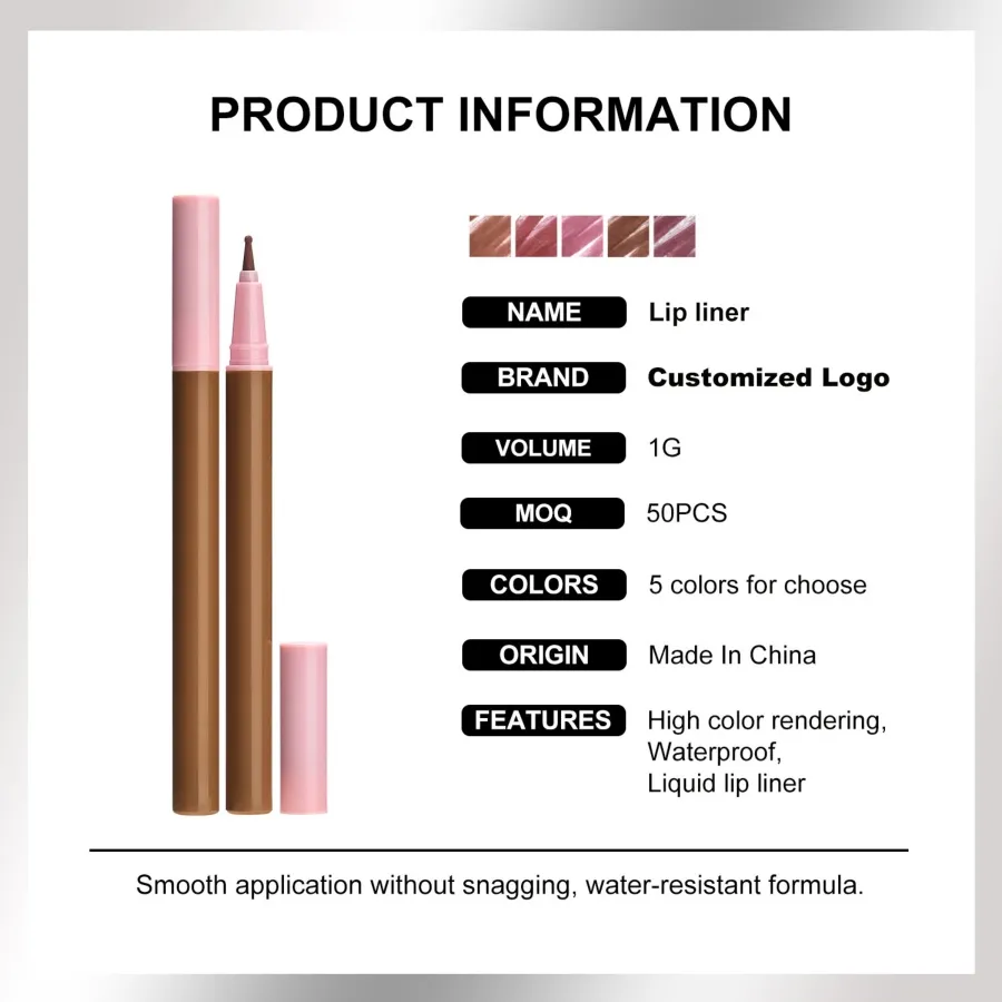 Long-Lasting Makeup OEM/ODM Custom Water Proof Smudge Proof Lip Liner