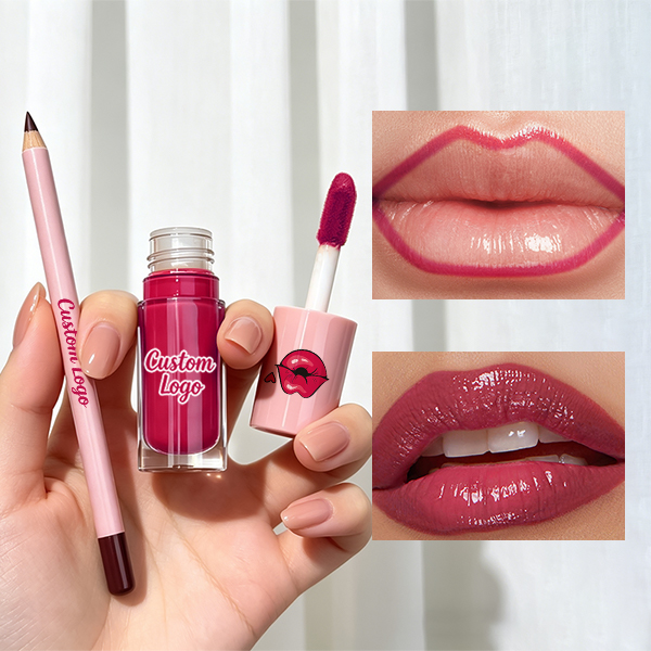 Cosmetics Makeup Gift Sets Can Add Logo Long Lasting Lip Gloss Matte Lipgloss And Lip Liner Set Lip Comb Kit