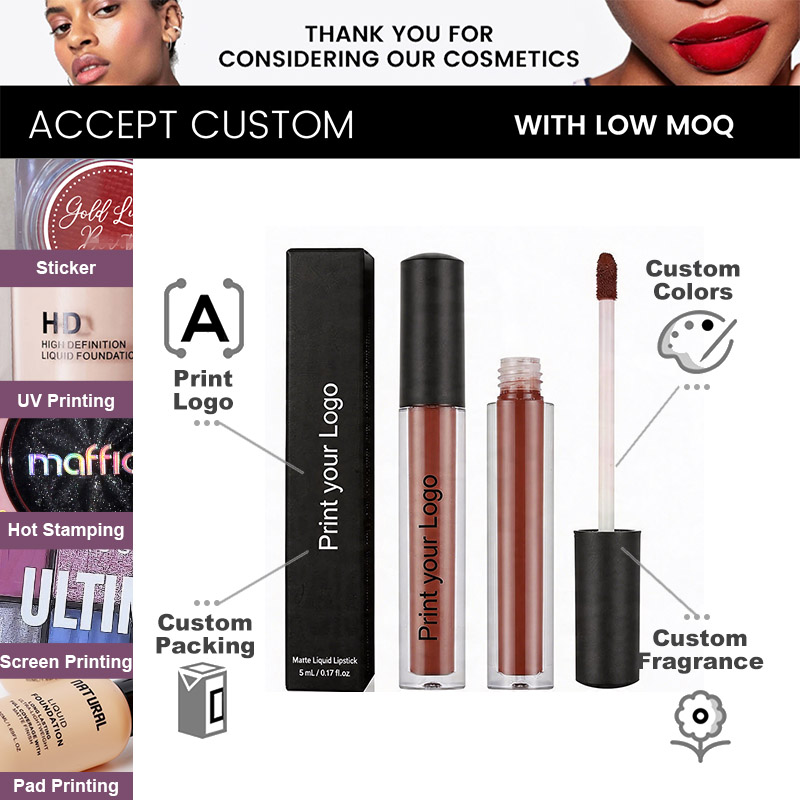 Wholesale Waterproof Non-Stick Matte Liquid Lipstick Custom Long Lasting Makeup OEM Highly Pigmented Liquid Lipstick