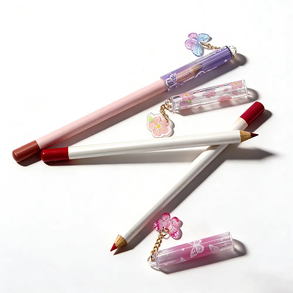 Wholesale Long Lasting Pink Lipliner Cute Keychain Waterproof Private Label Vegan High Pigment Lip Liner Pencil