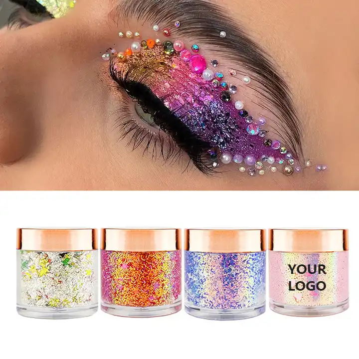 Hot Sales Duochrome Eyeshadow Pigment 5g Chunky Mix Glitter for Dark Skin Tones Loose Chunky Glitter Eyeshadow Shimmer Finish