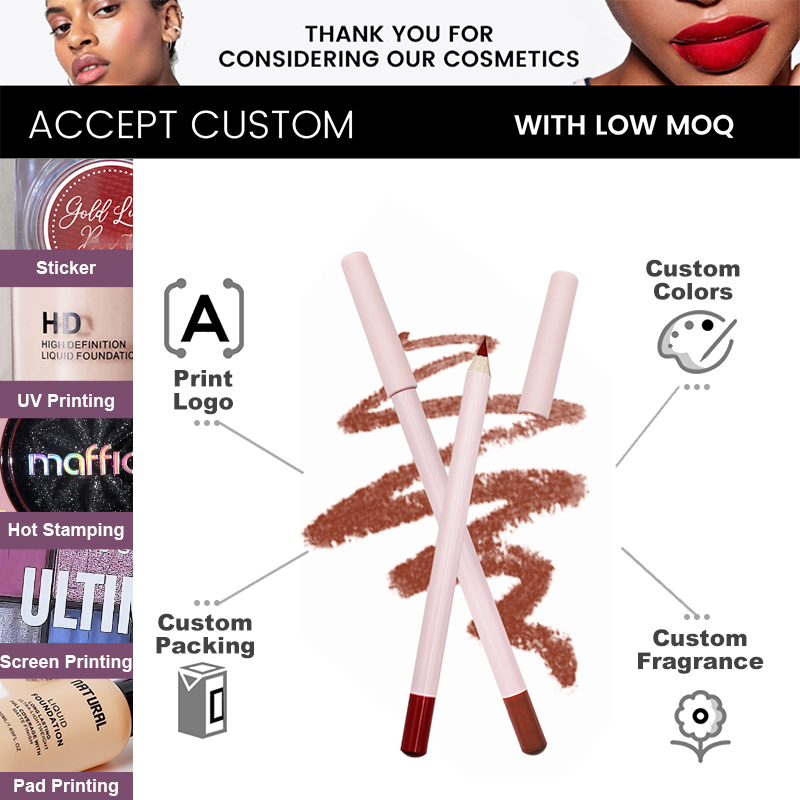 Private Label For Makeup And Eyeliner Use Matte Lip Liner High Pigment 26 Colors Long Lasting High Pigment Lip Liner