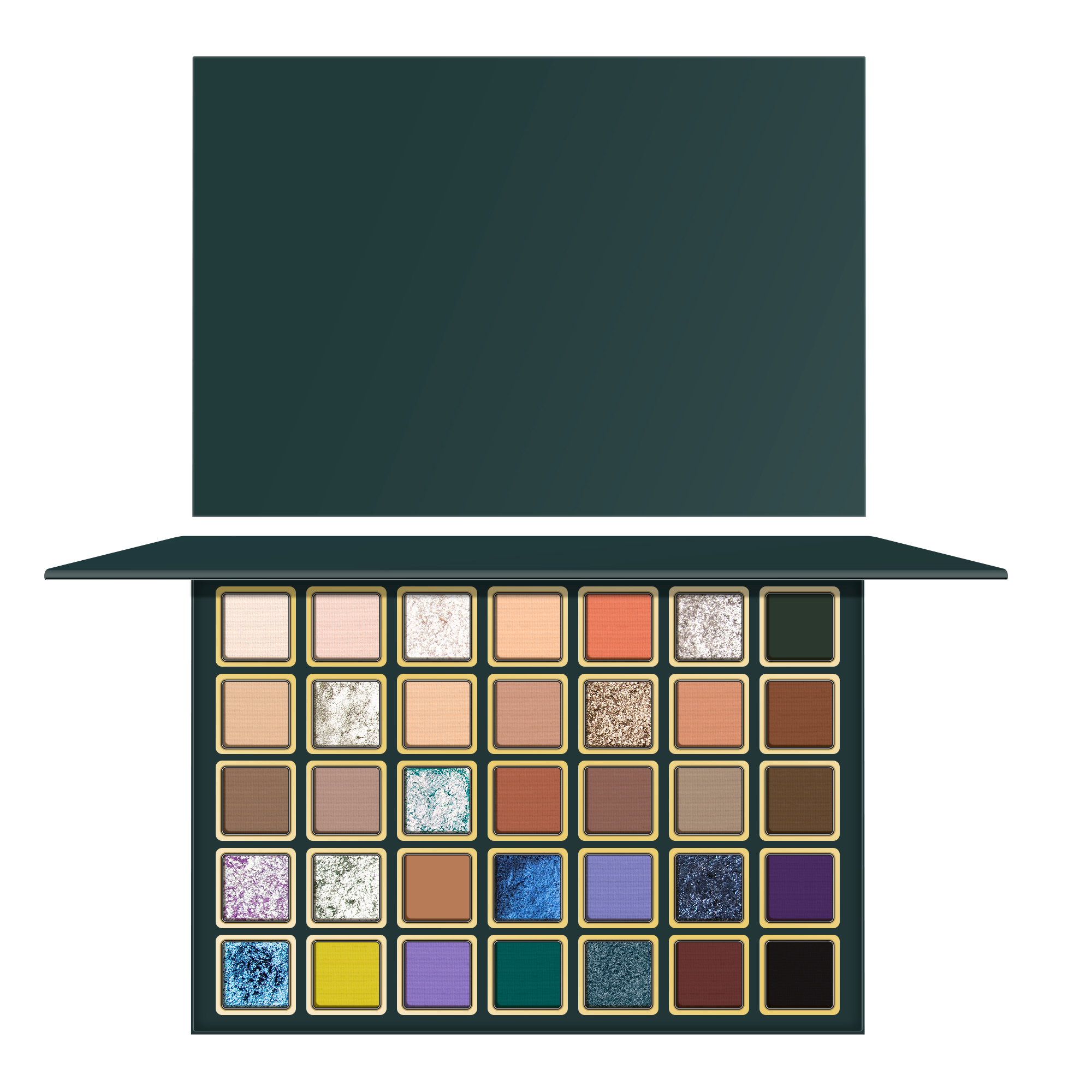 Ultra-Pigmented 35-Color Prismatic Pro Palette Bold Cream-Butter Shadows with Iridescent Shine Blendable Luxury Eye Shadow