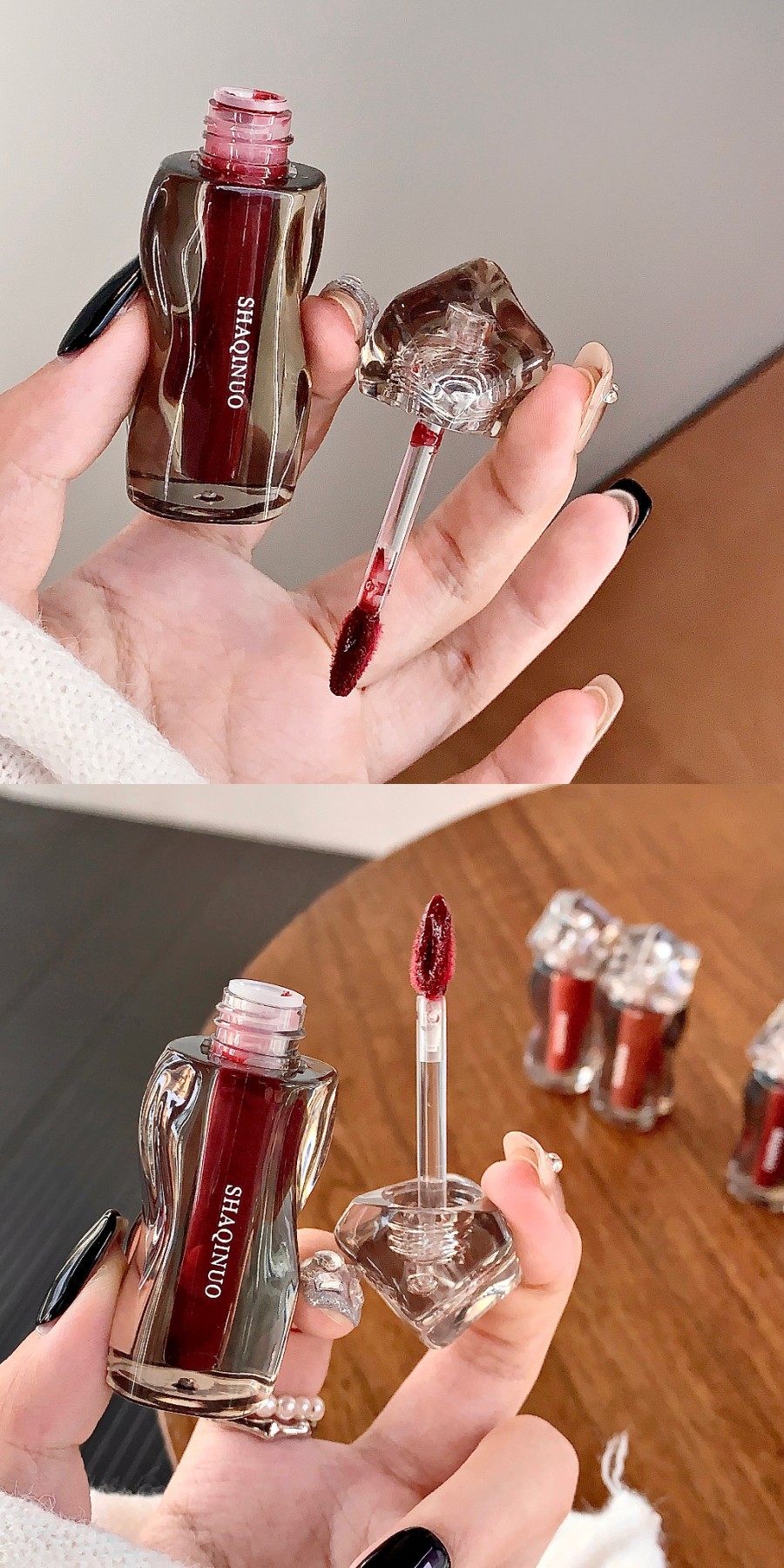 Glass crystal pervious gloss lip glaze display 3