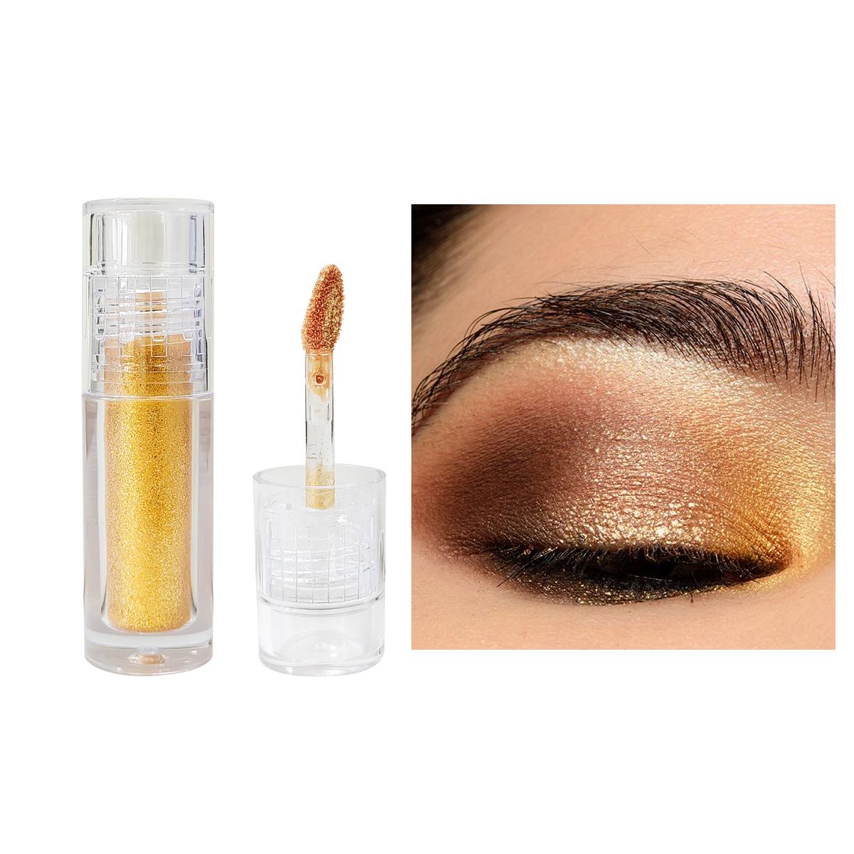 Private Label Wholesale OEM Liquid Eyeshadow Gold Glitter Highlighter Sparkling Silver Gold Glitter Eyeshadow